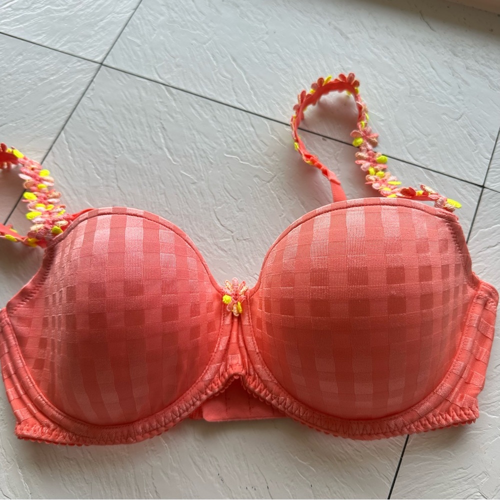Marie Jo padded floral precious peach gingham bra